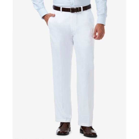 Haggar Men's 18 PRO Classic-Fit Expandable Waist Dress Pants White 42x29 $70 - Picture 2 of 10